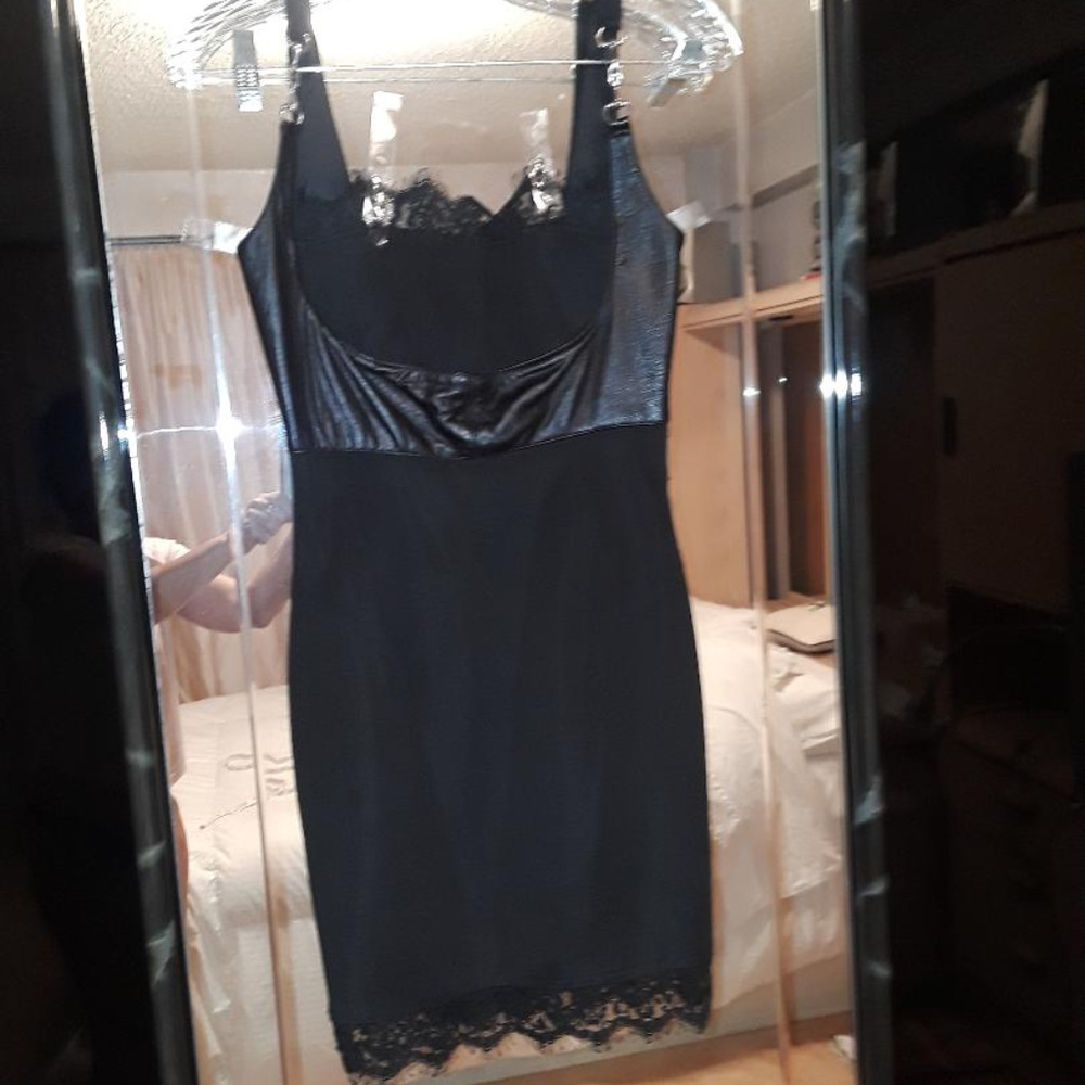 JOHN MURROUGH LEATHER+LACE DRESS